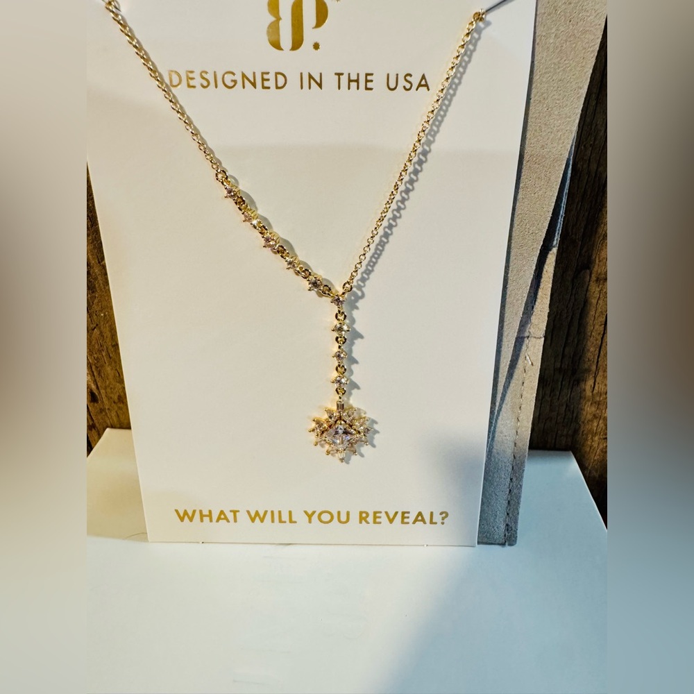 Lumina BP Necklace NK68027 An Opulent Cascade CZ on Gold Plating.